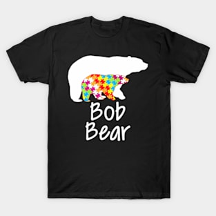 Bob Autism Awareness Bear Rainbow Puzzle Ribbon Day T-Shirt